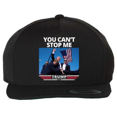 You Cant Stop Me Make America Great Again Trump 2024 Wool Snapback Cap