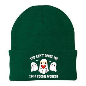 You Can’T Scare Me I’M A Social Worker Halloween Ghost Funny Knit Cap Winter Beanie