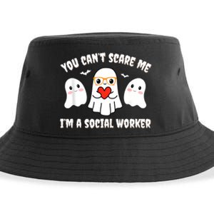 You Can’T Scare Me I’M A Social Worker Halloween Ghost Funny Sustainable Bucket Hat