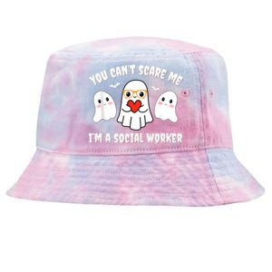 You Can’T Scare Me I’M A Social Worker Halloween Ghost Funny Tie-Dyed Bucket Hat