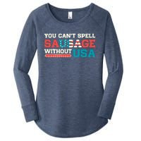 You Can’T Spell Sausage Without Usa Vintage Patriotic Women's Perfect Tri Tunic Long Sleeve Shirt