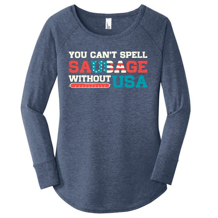 You Can’T Spell Sausage Without Usa Vintage Patriotic Women's Perfect Tri Tunic Long Sleeve Shirt