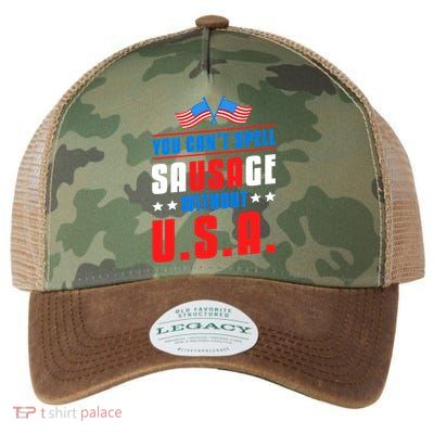 You Cant Spell Sausage Without Usa American Flag Great Gift Legacy Tie Dye Trucker Hat