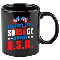 You Cant Spell Sausage Without Usa American Flag Great Gift 11oz C Handle Ceramic Mug