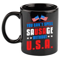 You Cant Spell Sausage Without Usa American Flag Great Gift 11oz C Handle Ceramic Mug