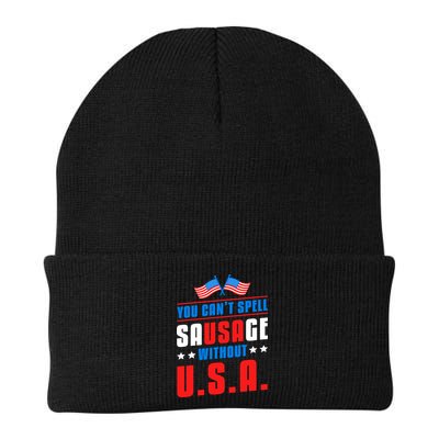You Cant Spell Sausage Without Usa American Flag Great Gift Beanie