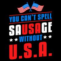 You Cant Spell Sausage Without Usa American Flag Great Gift Flat Bill Trucker Hat
