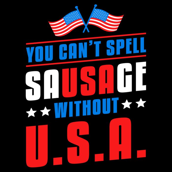 You Cant Spell Sausage Without Usa American Flag Great Gift Flat Bill Trucker Hat