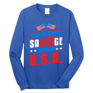 You Cant Spell Sausage Without Usa American Flag Great Gift Long Sleeve Shirt