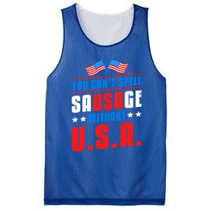 You Cant Spell Sausage Without Usa American Flag Great Gift Mesh Reversible Basketball Jersey Tank