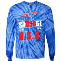 You Cant Spell Sausage Without Usa American Flag Great Gift Tie-Dye Long Sleeve Shirt