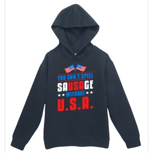 You Cant Spell Sausage Without Usa American Flag Great Gift Urban Pullover Hoodie