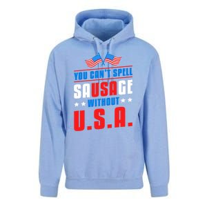 You Cant Spell Sausage Without Usa American Flag Great Gift Unisex Surf Hoodie