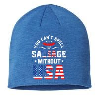 You Cant Spell Sausage Without Usa Funny Hotdog 4th Of July Great Gift Sustainable Beanie