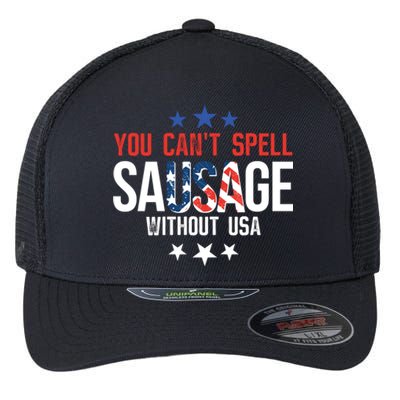 You Cant Spell Sausage Without Usa Funny Gift Flexfit Unipanel Trucker Cap