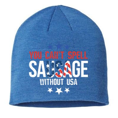 You Cant Spell Sausage Without Usa Funny Gift Sustainable Beanie