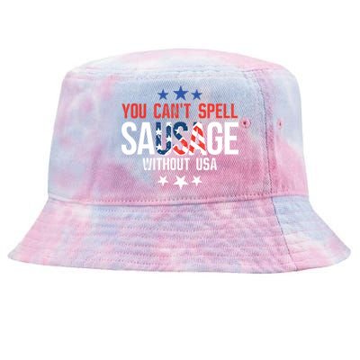 You Cant Spell Sausage Without Usa Funny Gift Tie-Dyed Bucket Hat