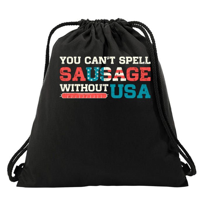 You Can’T Spell Sausage Without Usa Vintage Patriotic Drawstring Bag