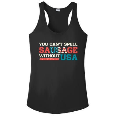 You Can’T Spell Sausage Without Usa Vintage Patriotic Ladies PosiCharge Competitor Racerback Tank