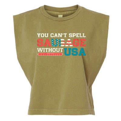 You Can’T Spell Sausage Without Usa Vintage Patriotic Garment-Dyed Women's Muscle Tee