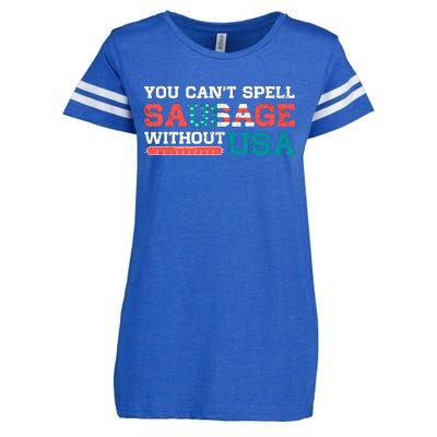 You Can’T Spell Sausage Without Usa Vintage Patriotic Enza Ladies Jersey Football T-Shirt