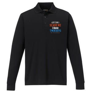 You CanT Scare Me I Have Twin Mom Dad Football Design Gift Performance Long Sleeve Polo