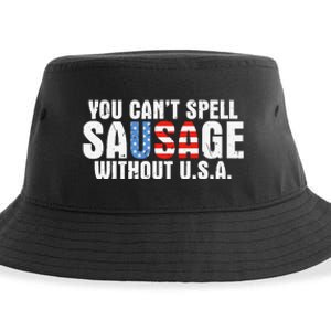 You CanT Spell Sausage Without Usa Funny American Sustainable Bucket Hat