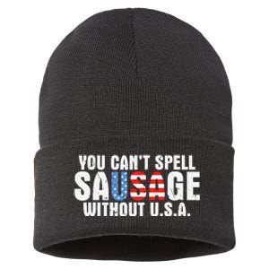 You CanT Spell Sausage Without Usa Funny American Sustainable Knit Beanie