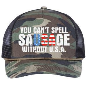 You CanT Spell Sausage Without Usa Funny American Retro Rope Trucker Hat Cap