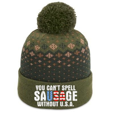 You CanT Spell Sausage Without Usa Funny American The Baniff Cuffed Pom Beanie