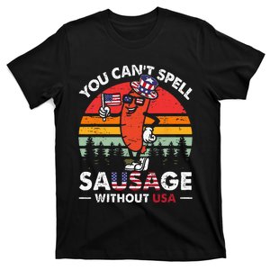 You Cant Spell Sausage Without USA 4th Of July American T-Shirt