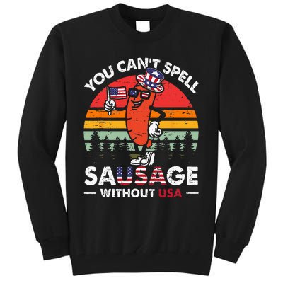 You Cant Spell Sausage Without USA 4th Of July American Tall Sweatshirt