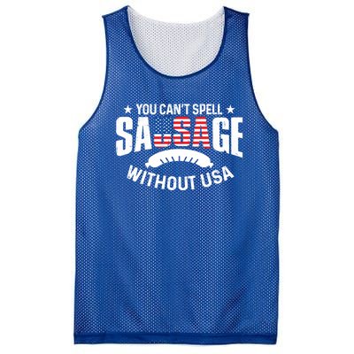 You Cant Spell Sausage Without Usa 4th July Gift Mesh Reversible Basketball Jersey Tank