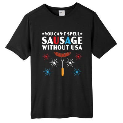 You Cant Spell Sausage Without Usa 4th Of July Gift Tall Fusion ChromaSoft Performance T-Shirt