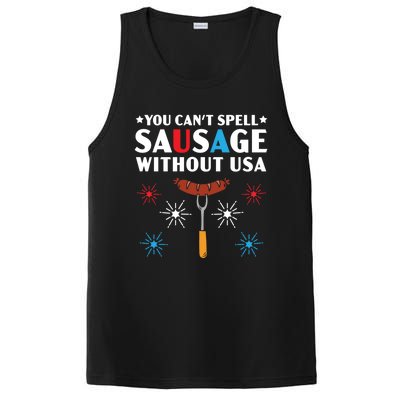 You Cant Spell Sausage Without Usa 4th Of July Gift PosiCharge Competitor Tank