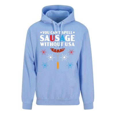 You Cant Spell Sausage Without Usa 4th Of July Gift Unisex Surf Hoodie