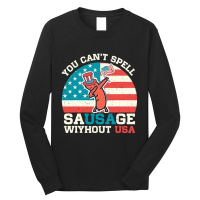You Can’T Spell Sausage Without Usa Vintage Patriotic Long Sleeve Shirt
