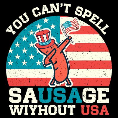 You Can’T Spell Sausage Without Usa Vintage Patriotic T-Shirt