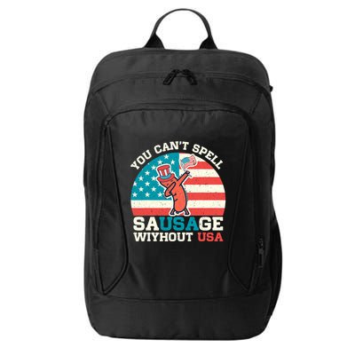 You Can’T Spell Sausage Without Usa Vintage Patriotic City Backpack