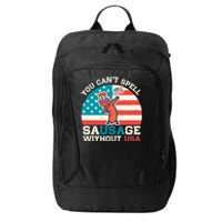 You Can’T Spell Sausage Without Usa Vintage Patriotic City Backpack