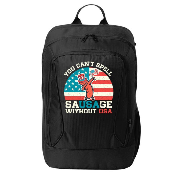 You Can’T Spell Sausage Without Usa Vintage Patriotic City Backpack