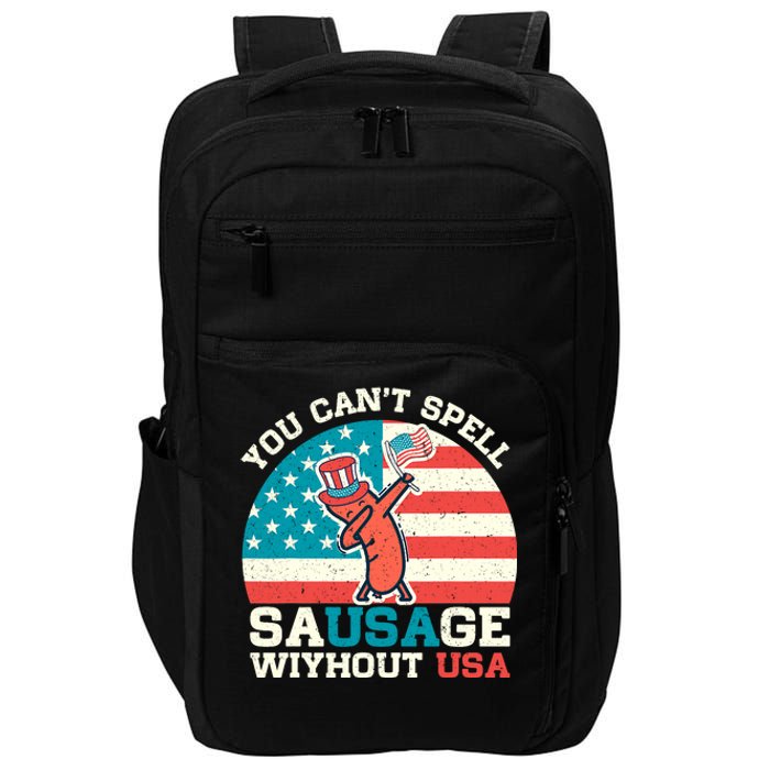 You Can’T Spell Sausage Without Usa Vintage Patriotic Impact Tech Backpack