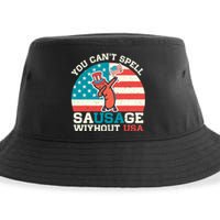 You Can’T Spell Sausage Without Usa Vintage Patriotic Sustainable Bucket Hat