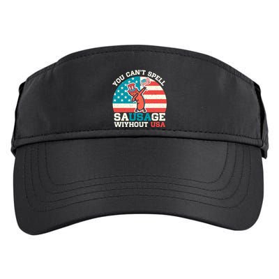 You Can’T Spell Sausage Without Usa Vintage Patriotic Adult Drive Performance Visor