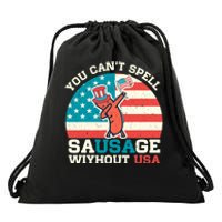 You Can’T Spell Sausage Without Usa Vintage Patriotic Drawstring Bag