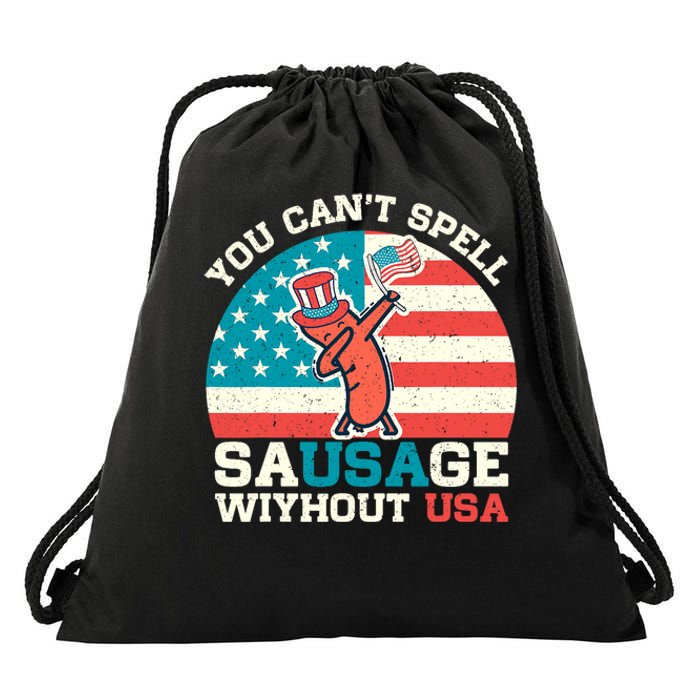 You Can’T Spell Sausage Without Usa Vintage Patriotic Drawstring Bag