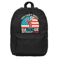 You Can’T Spell Sausage Without Usa Vintage Patriotic 16 in Basic Backpack