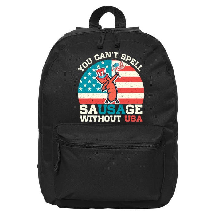 You Can’T Spell Sausage Without Usa Vintage Patriotic 16 in Basic Backpack