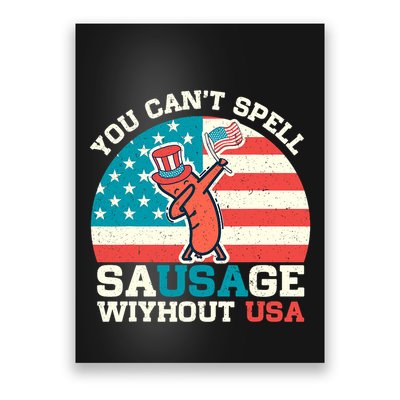 You Can’T Spell Sausage Without Usa Vintage Patriotic Poster