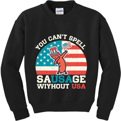 You Can’T Spell Sausage Without Usa Vintage Patriotic Kids Sweatshirt